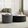 2-Piece Round Nesting Coffee Table Set, 29.52" Marble Coffee Table and End by Henf