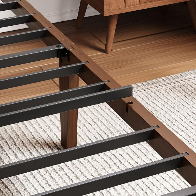 BOSRII 14in High Solid Bamboo Wood Platform Full Size Bed Frame - Image 8