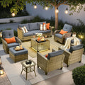 ovios 9 Pieces Patio Furniture Set, Outdoor Wicker Sofa Couch by OVIOS