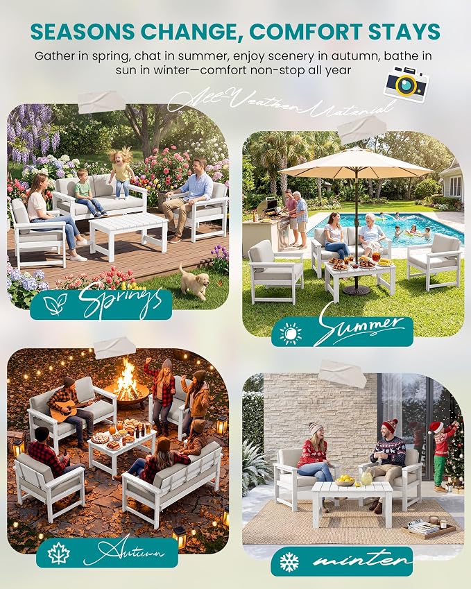 SERWALL 2 Pieces Single Cushioned Lounge Chair, HDPE Outdoor Adirondack Sofa - Image 7