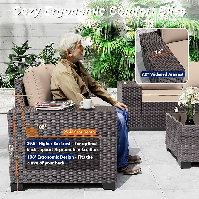 Outdoor Patio Furniture Set, 12 Pieces Outdoor Sectional Furniture High - Image 3