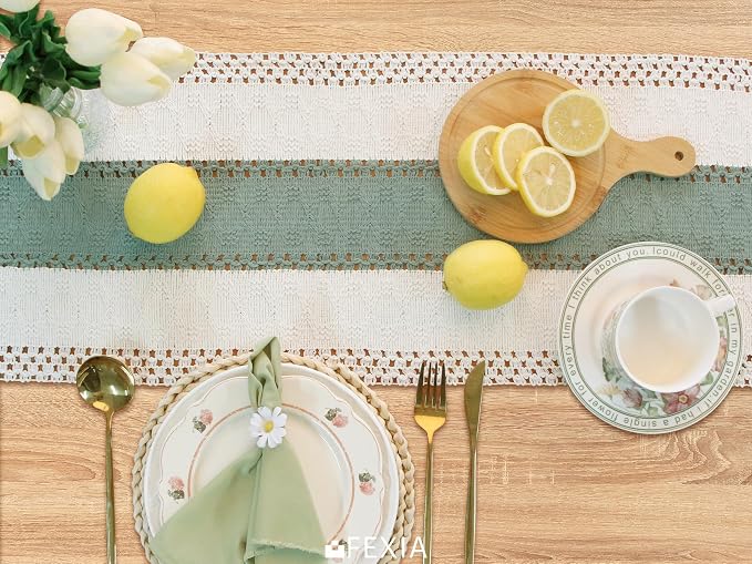 FEXIA Sage Green Table Runner 48 Inches Long - Image 6