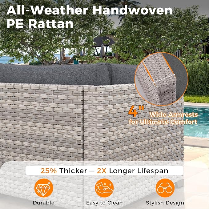 8-Seat Outdoor Wicker Patio Furniture Set - Image 4