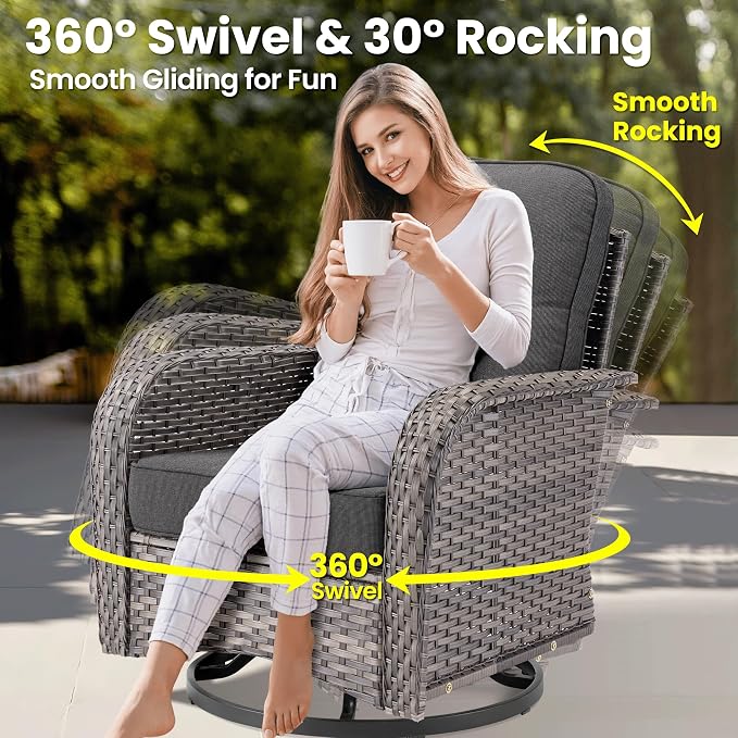 ovios 10 Pieces Patio Furniture Set, Outdoor Wicker Sofa Couch - Image 2