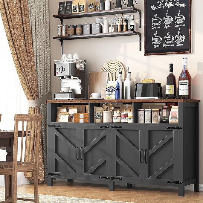 knoworld Buffet Sideboard with Storage Farmhouse with 4 Doors, Dining Room - Image 5