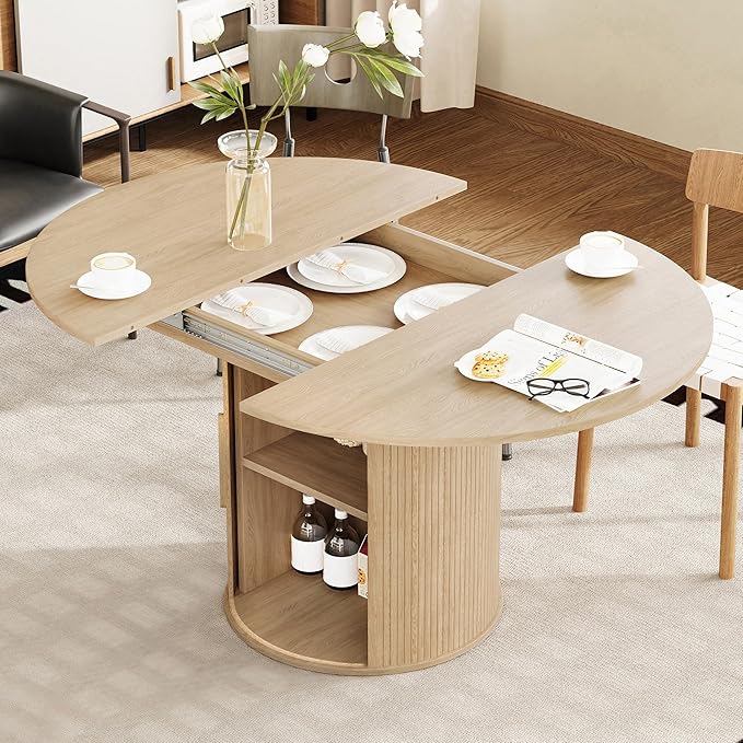 weselon 43"-59" Extendable Round to Oval Dining Table by WelcometoFurnitureSalon