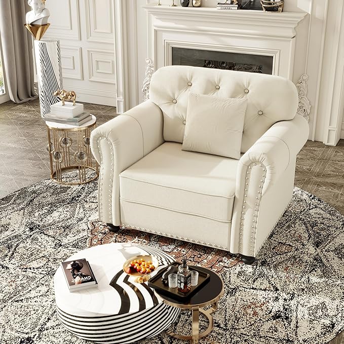 KEIKI 41" Velvet Chesterfield Sofa - Image 4