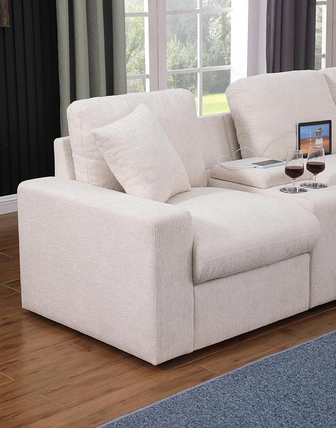 Ball & Cast 127" Oversized Modular Sectional Sofa L-Shaped, Large Chenille - Image 4
