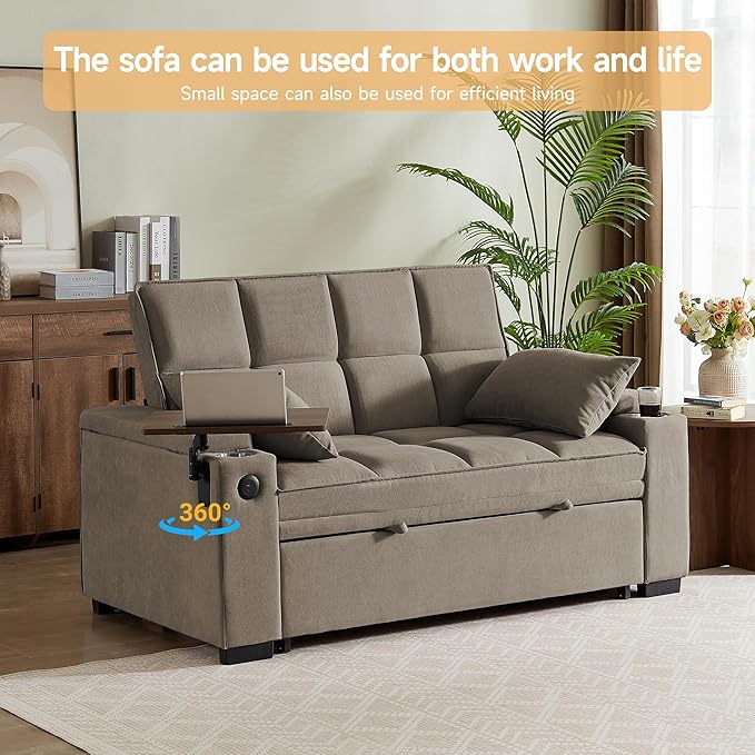 Auvsoce 65" Sleeper Sofa Bed Loveseat, Convertible Couch - Image 5