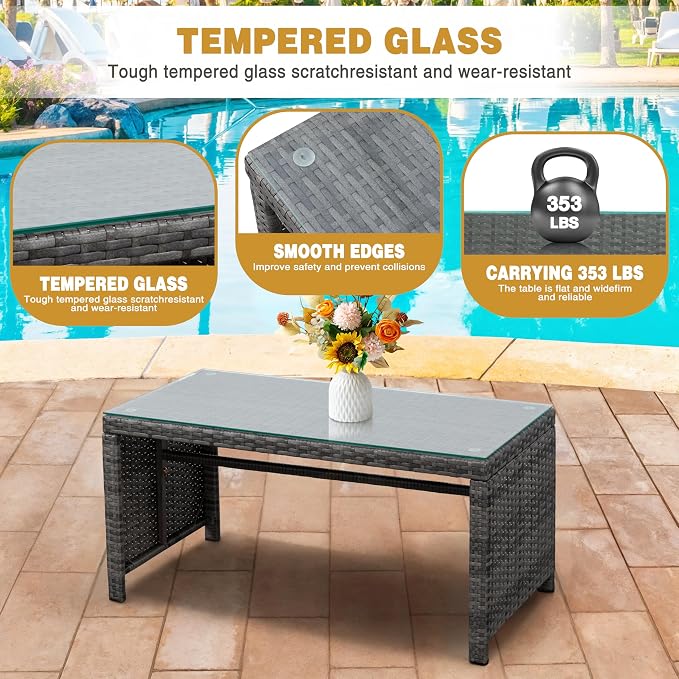 SUNLEI Patio Furniture Set 4 Piece Outdoor Furniture Set, PE Rattan Wicker - Image 3