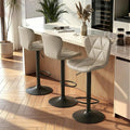 Nalupatio Modern Bar Stools Set of 3, Adjustable Faux Leather Upholstered by Nalupatio