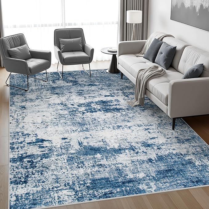 8x10 Area Rug Living Room Rug: Washable Modern Abstract Soft Thin Rug Indoor - Image 3