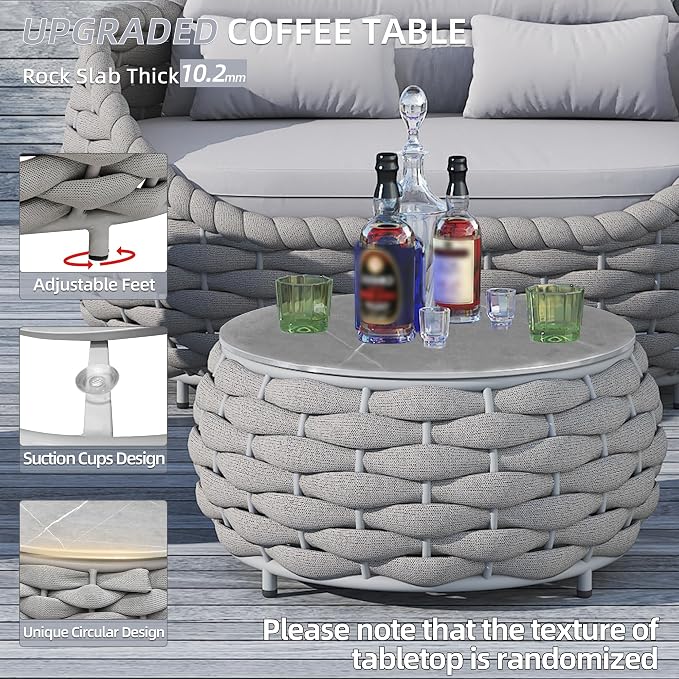 TWT 3 Pieces Aluminum Patio Furniture Set, Hand Woven Textilene Rope Outdoor - Image 7