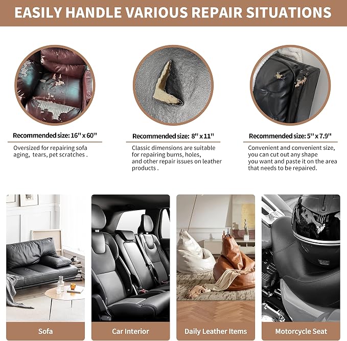 ONine Leather Repair Patch, Self-Adhesive Couch Patch，Multicolor Available - Image 4