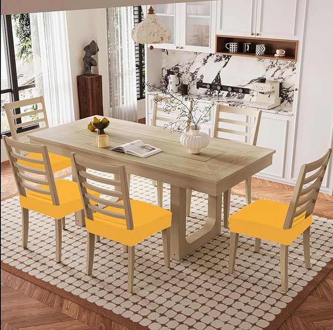 Smiry Waterproof Seat Covers for Dining Room Chairs Set of 2, Stretch Jacquard - Image 8
