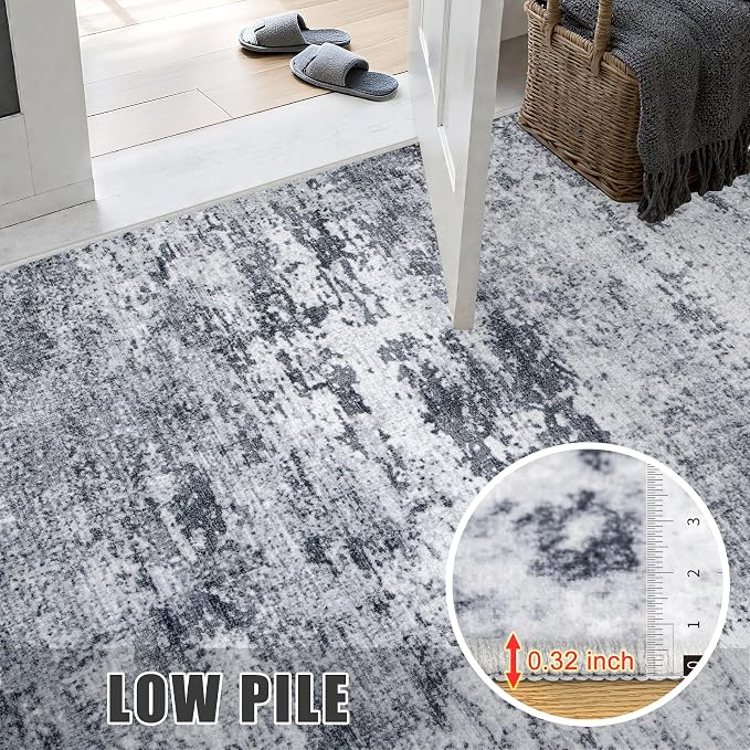Round Area Rug for Living Room: 5 ft Washable Modern Abstract Soft Thin Rug - Image 6