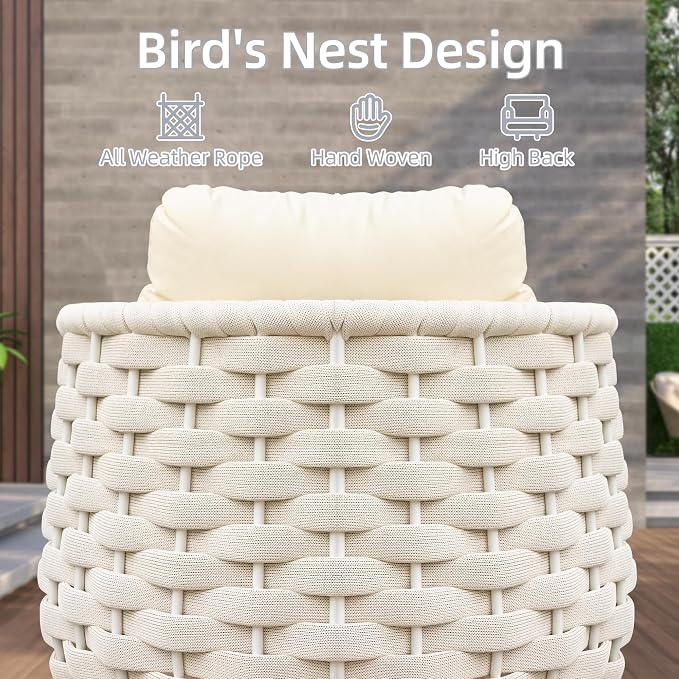 TWT 5-Piece Aluminum Patio Furniture Set, Olefin Armchairs - Image 7