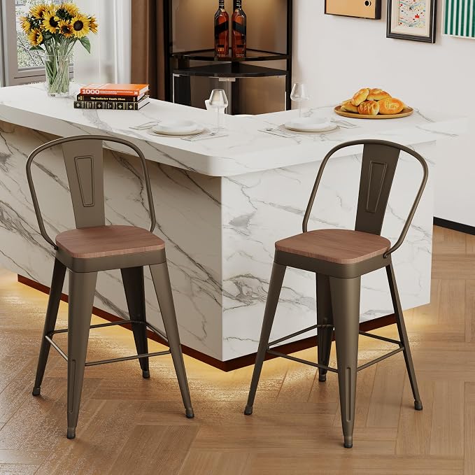 Andeworld Metal Bar Stools Set of 2, 30 inch Bar Height Barstools - Image 8