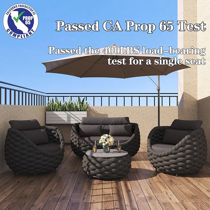 TWT Outdoor Patio Furniture Set-5 Pieces Aluminum Sectional Sofa, Metal Patio - Image 2