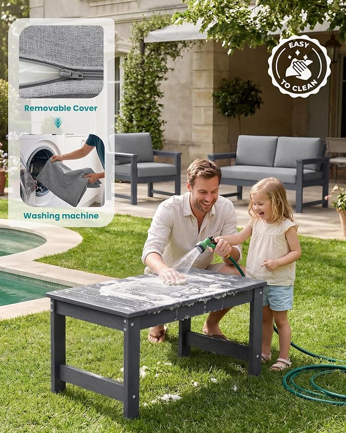 SERWALL 4 Pieces HDPE Outdoor Sofa Set - Image 7