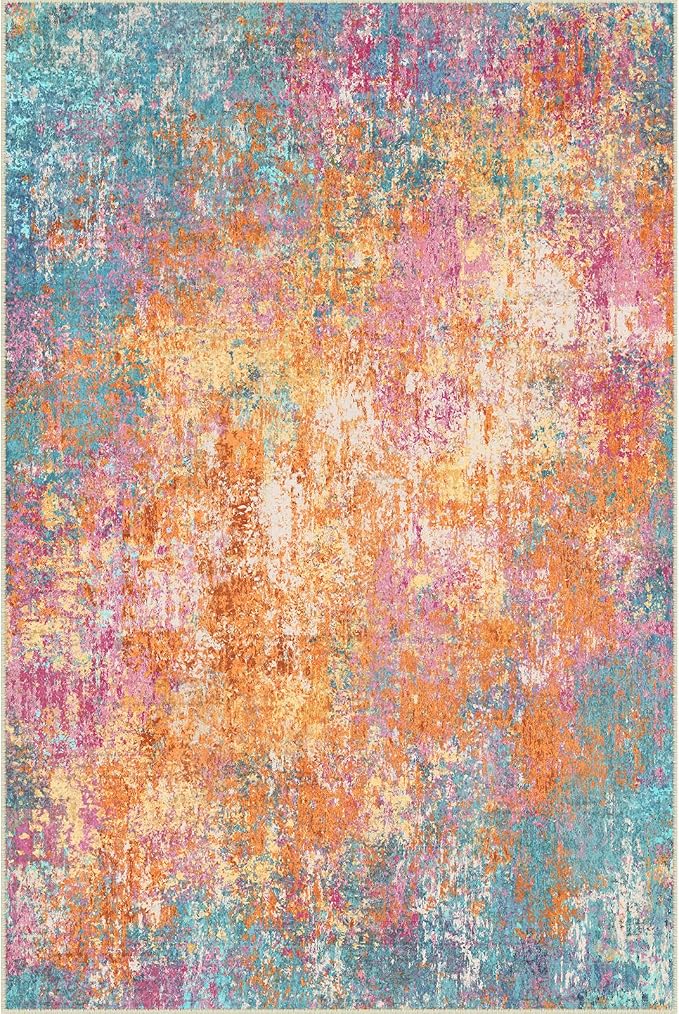RELEANY Washable Area Rugs 6'x9' Non-Slip Modern Abstract Soft - Image 8