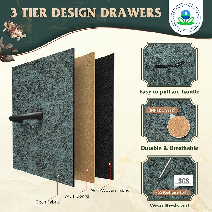 WLIVE Dresser with 4 Drawers, Storage Tower, Organizer Unit, Fabric Dresser - Image 5