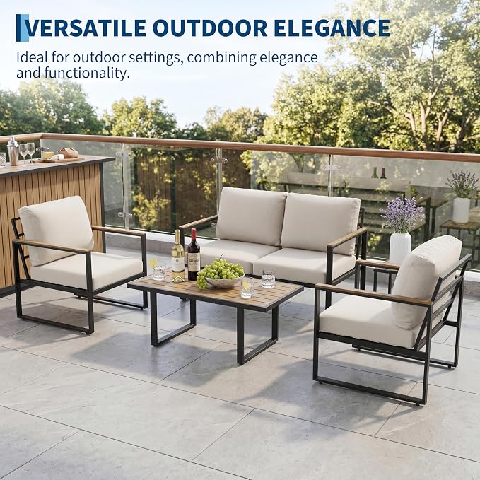 GarveeHome 4-Piece Aluminum Patio Furniture Set - Image 7