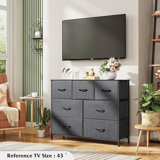WLIVE 7 Drawer Dresser TV Stand, Entertainment Center, Media Console Table - Image 4