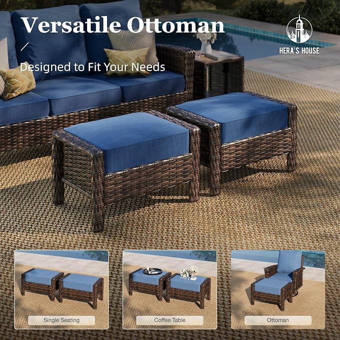 HERA'S HOUSE Wicker Patio Furniture Set, High Back Swivel Chairs - Image 7
