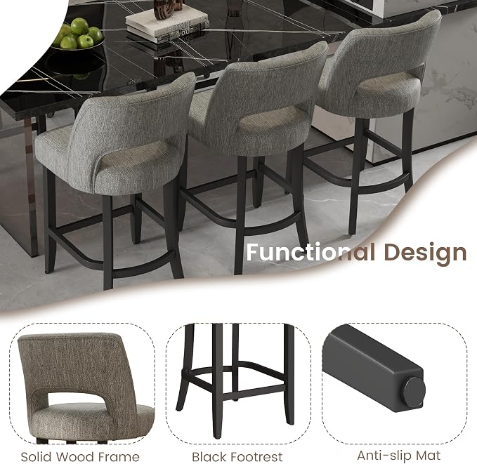VKNOW Bar Stools Set of 2, Modern Counter Stools - Image 8
