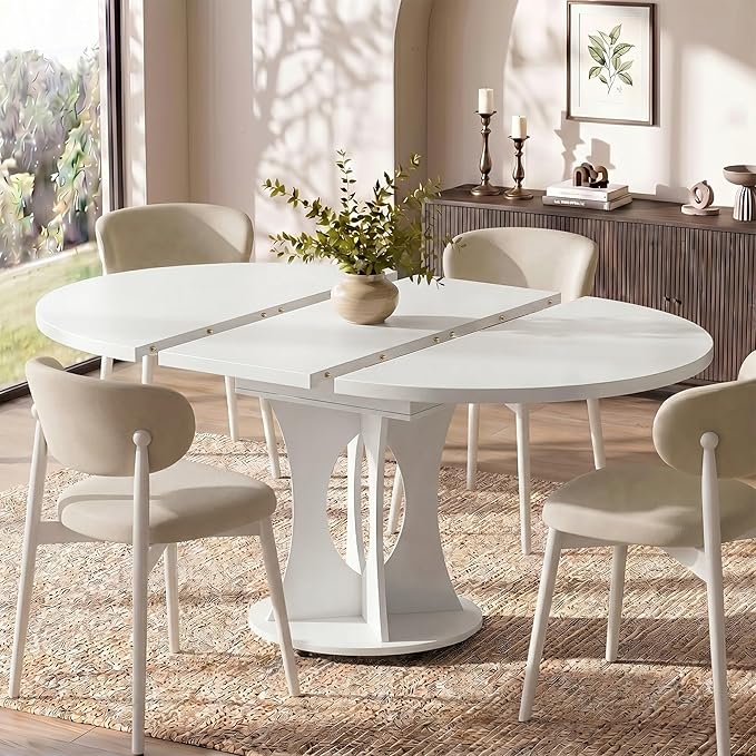 Einhomn 43-59" Extendable Round Dining Table, Kitchen Table by Einhomn