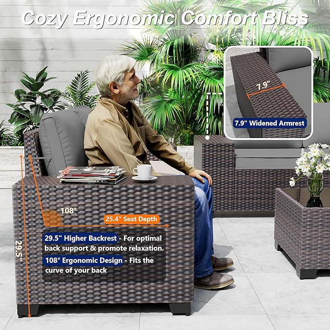 Outdoor Patio Furniture Set, 12 Pieces Outdoor Sectional Furniture High - Image 3