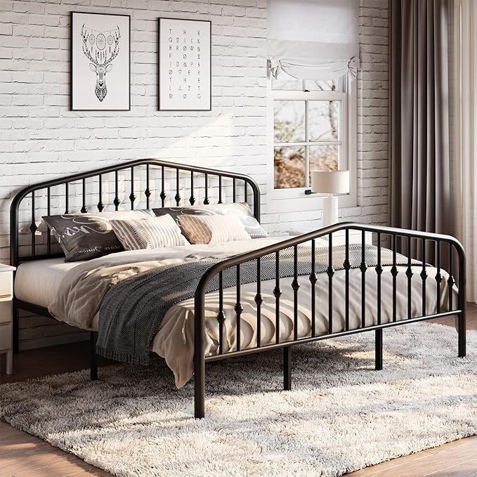 SHA CERLIN King Size Metal Platform Bed Frame by SHACERLIN