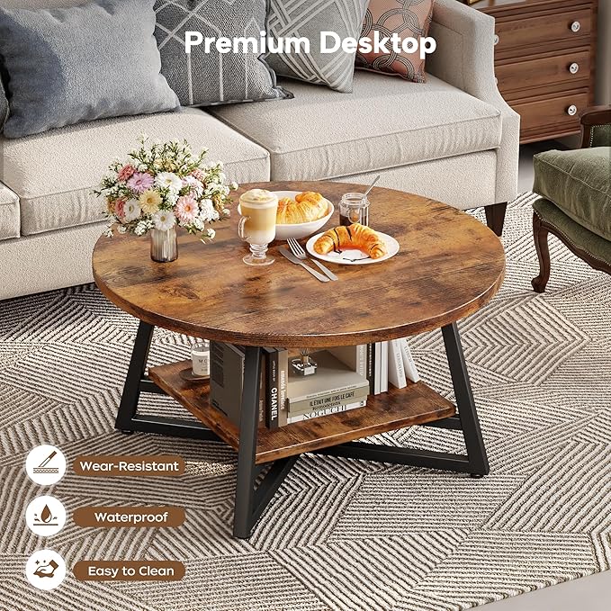 Round Coffee Table, Small Circle Coffee Table - Image 6