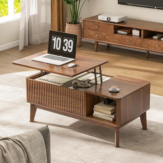 LYNCOHOME Fluted Lift Top Coffee Table - Image 6