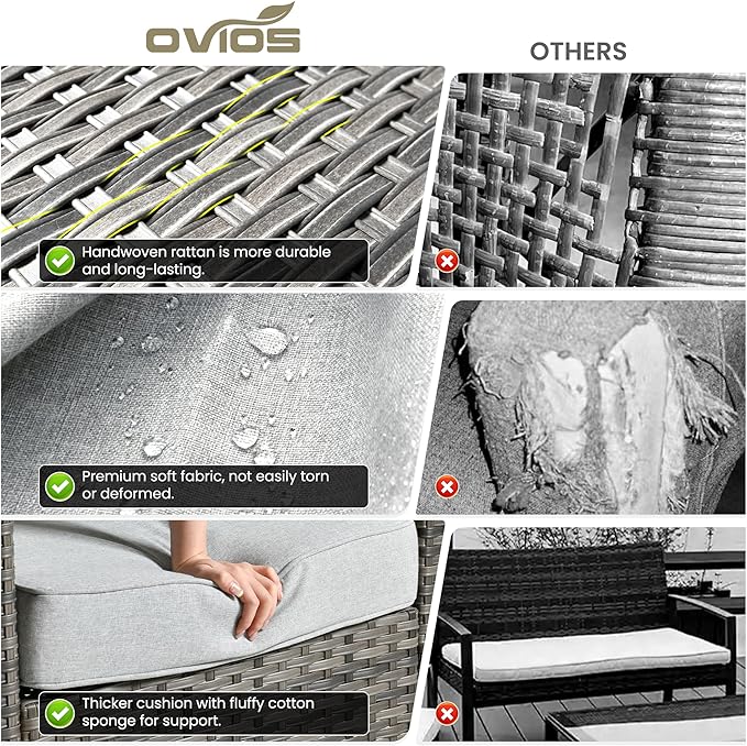 ovios 2-Piece Patio Furniture Set, Outdoor Wicker Sofa - Image 7