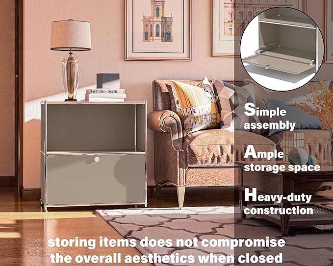 32.5-Inch Flip-Top Side Table & Buffet Cabinet - Image 5
