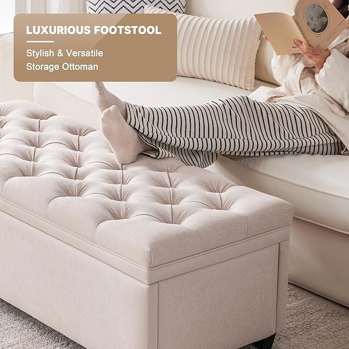 Mangodan 50" Storage Ottoman Bench, Tufted Ottoman - Image 5
