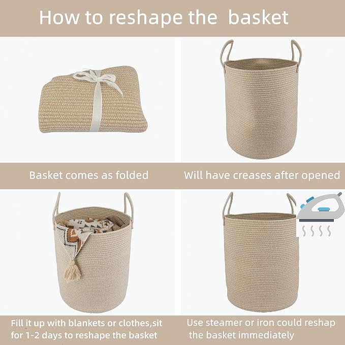 XUANGUO Cotton Rope Laundry Basket Hamper - Image 7