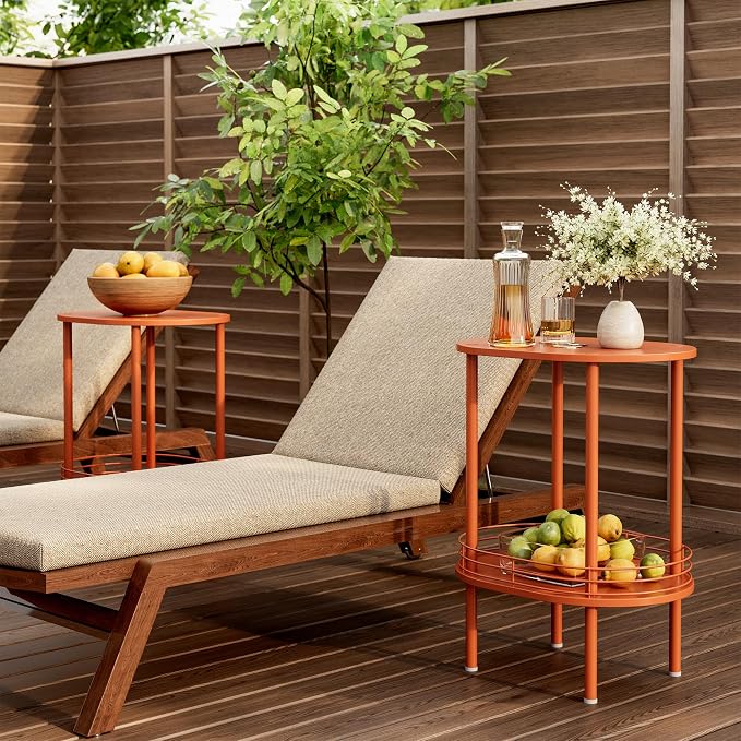 Small Modern Round Side Table Set of 2, 2-Tier Side Tables Living Room - Image 7