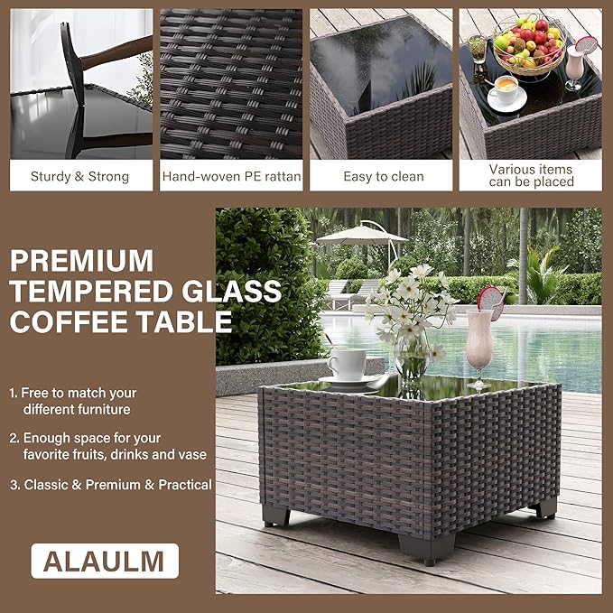 ALAULM 6 Pieces Patio Furniture Set, Oversized Seat/Armrest Sofas and High Back - Image 6