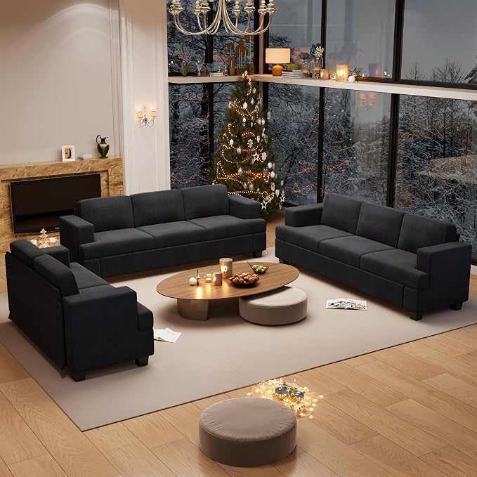 YOUDENOVA 3 Pieces Corduroy Couch Set by YOUDENOVA