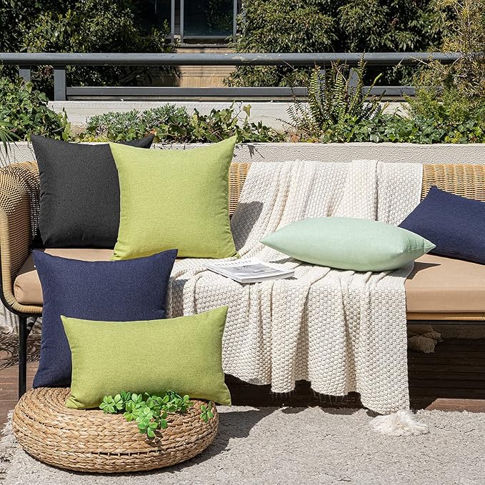 MIULEE Pack of 2 Decorative Outdoor Solid Waterproof Throw Pillow Covers Faux - Image 6