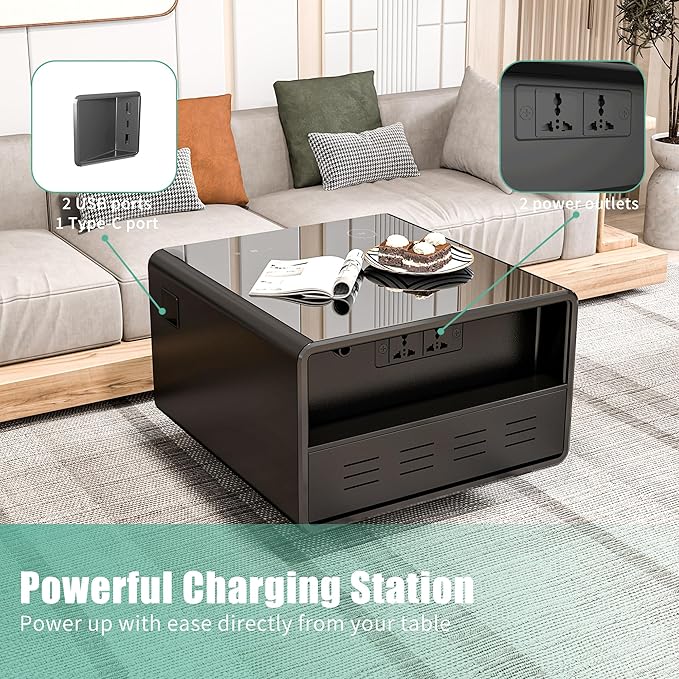 LUMISOL Smart Side Table with Built-in Fridge, Wireless Charging, Temperature - Image 6