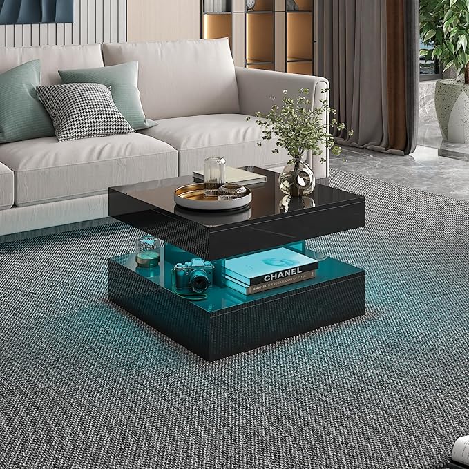 HedoAjim Small Black Led Coffee Table by HedoAjim