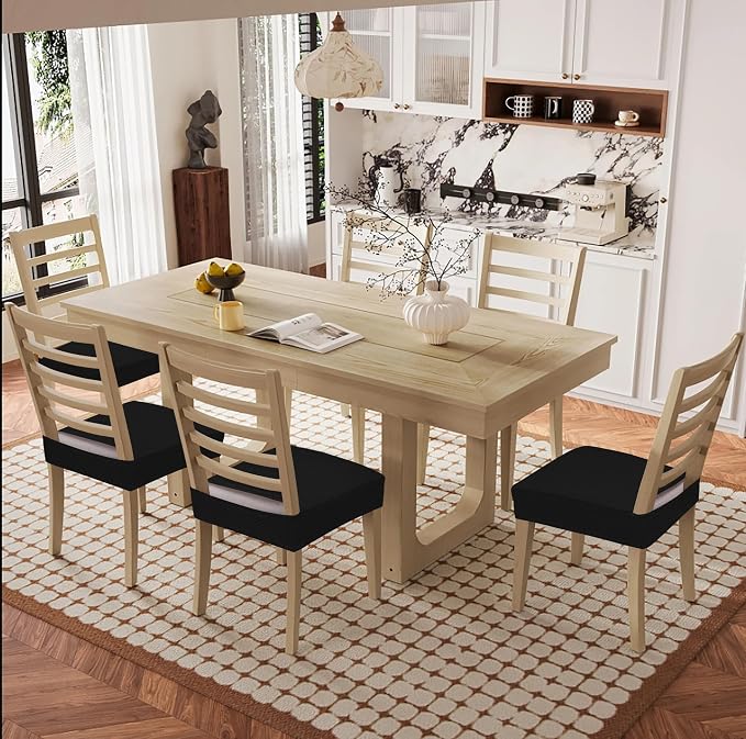 Smiry Waterproof Seat Covers for Dining Room Chairs Set of 2, Stretch Jacquard - Image 8