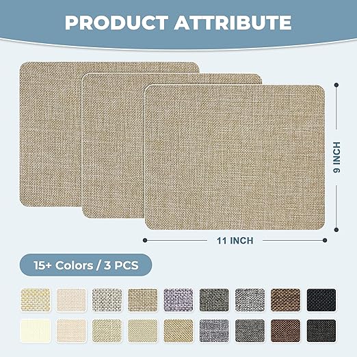 BESEZX Linen Fabric Repair Patch，3 PCS 9 * 11 Inch Self-Adhesive Couch Fabric - Image 2