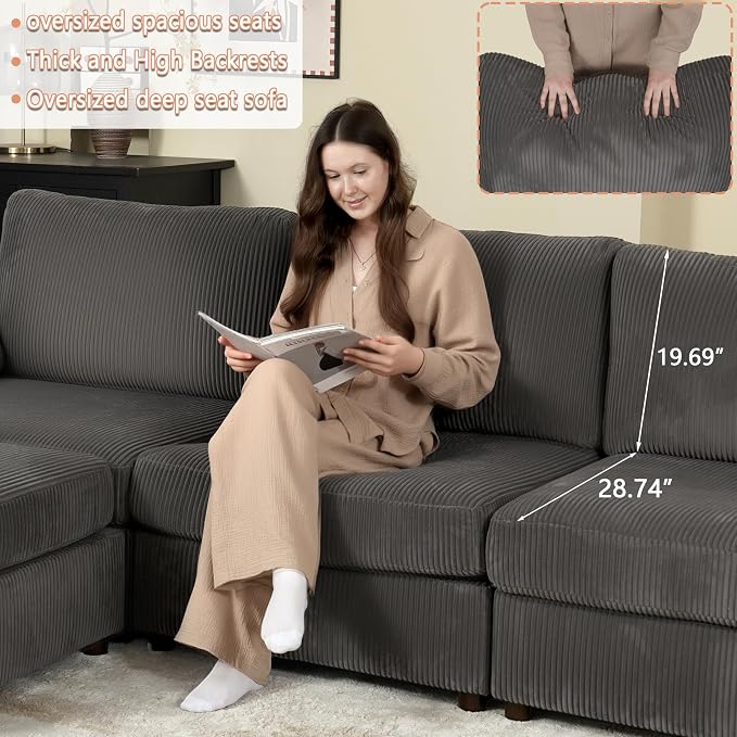 EASE MOOSE Modular Sectional Sofa, Oversized U Shape Sectional Couch - Image 9