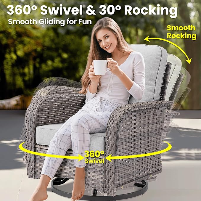 ovios 9 Pieces Patio Furniture Set, Outdoor Wicker Sofa Couch - Image 2