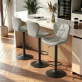 Nalupatio Modern Bar Stools Set of 3, Adjustable Faux Leather Upholstered by Nalupatio